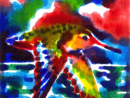 Ein bunter Vogel in Aquarell
